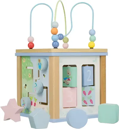 Set educațional Orange Tree Toys Peter Rabbit - Cub de activități din lemn