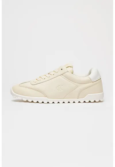 Pantofi sport low cut din piele - Alb fildes