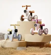 Vehicul fara pedale Ride-On pentru copii, Nichiduta Happy Rider Beige, cu sunete si lumini, dimensiune 57 x 23 x 42cm, inaltime pana la sezut 28 cm, roti silentioase din spuma Eva