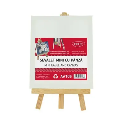 Mini Șevalet cu Pânză DACO, Șevalet 9x16 cm, Pânză 10x12 cm