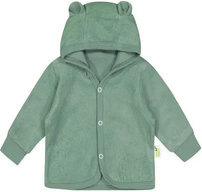 Hanorac cu urechiușe pentru bebeluși Bio Baby - 68 сm, 4-6 luni, frotir verde