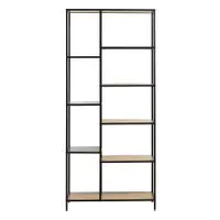 Bibliotecă neagră/în culoare naturală cu aspect de lemn de stejar 80x180x35 cm Altino – Unique Furniture