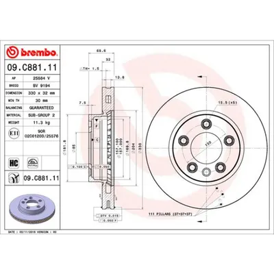 Disc frana BREMBO 09.C881.11