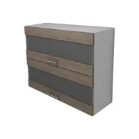 Corp Superior Lecce, 2 Usi, cu sticla, Stejar Sonoma Inchis/Alb, 80 x 30 x 65 cm