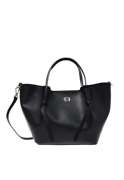Geanta shopper din piele naturala - Negru - Universal