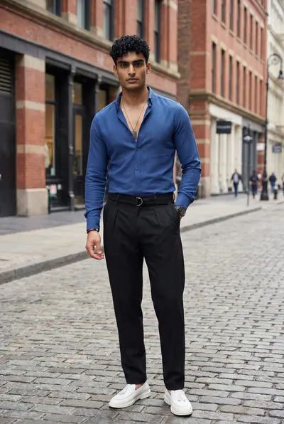 Camasa barbati slim fit bleumarin B5341 N2-4