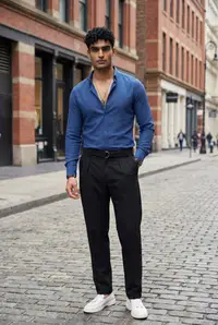Camasa barbati slim fit bleumarin B5341 N2-4
