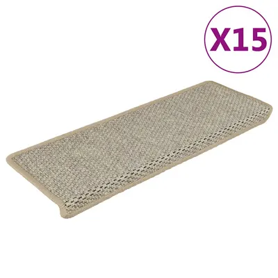 vidaXL Covorașe scări autoadezive, 15 buc. verde deschis 65x21x4 cm, sisal