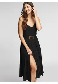 Rochie midi cu slit pe picior si bust drapat Simba