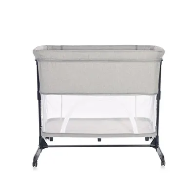 Patut Co-Sleeper Lorelli Milano Grey pliabil, cu roti blocabile, 2 picioare telescopice, laterala cu fermoar, inaltime reglabila, pozitie anti-reflux