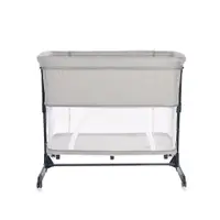 Patut Co-Sleeper Lorelli Milano Grey pliabil, cu roti blocabile, 2 picioare telescopice, laterala cu fermoar, inaltime reglabila, pozitie anti-reflux