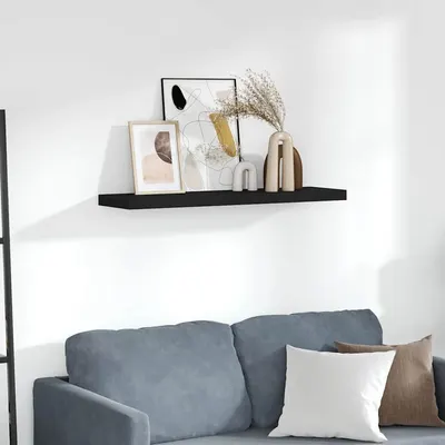 vidaXL Raft de perete suspendat, negru, 90x23,5x3,8 cm, MDF