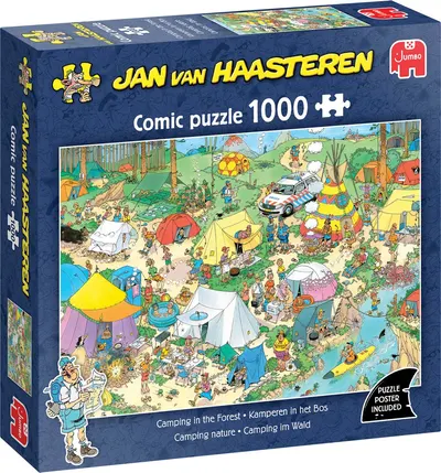 Puzzle Jumbo din 1000 piese - Camping în pădure