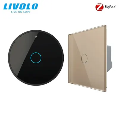 Intrerupator simplu wireless Zigbee generatia noua + hub Zigbee, control de pe smartphone Auriu