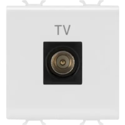 Coaxial Tv Priza, Class a Shielding - Iec Male Connector 9,5mm - Direct - 2 Module - White - Chorus