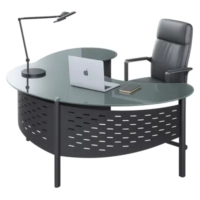 Birou Managerial Novara cu blat din sticla temperata – dimensiuni 2000×1200×750 mm