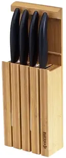 Set de cuțite din ceramică KYOCERA - Cu bloc de bambus, negru