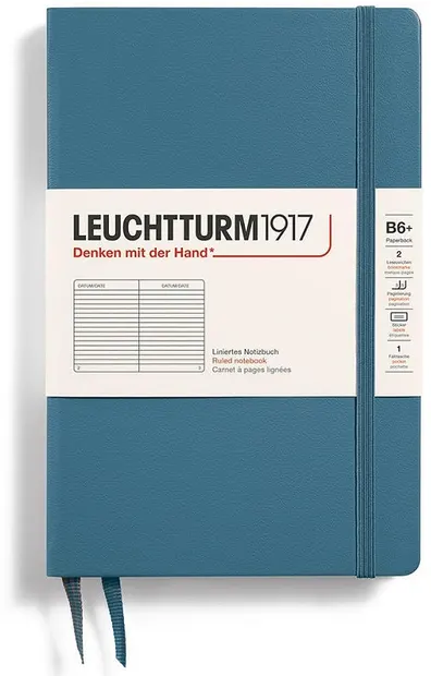 Caiet Leuchtturm1917 Paperback - B6+, albastru deschis, liniat, copertă rigidă