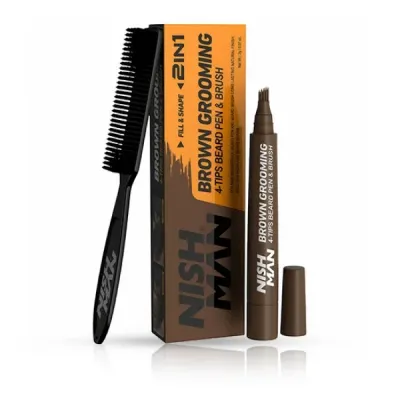 Marker contur barba + perie fade - NISMAN - Saten inchis