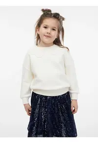 Bluza din amestec de bumbac cu maneci cazute - Alb