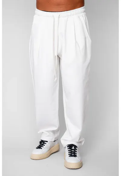 Pantaloni lung drept Oversized din 100% Bumbac - 400gr/mp Premium Edition Off White 20161 - Bej