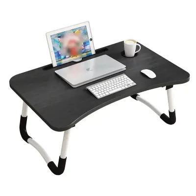 Masă pliabilă pentru laptop, 60x40x28cm, neagră – Design modern din MDF și metal