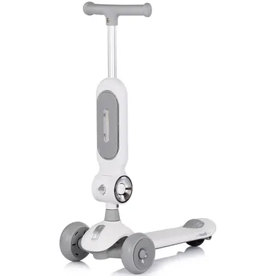 Trotineta pentru copii Chipolino Bloomi grey, cu sezut, 3 roti cu lumini, ghidon reglabil, greutate admisa 50 kg
