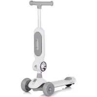 Trotineta pentru copii Chipolino Bloomi grey, cu sezut, 3 roti cu lumini, ghidon reglabil, greutate admisa 50 kg