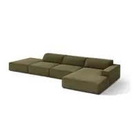 Colțar modular kaki cu tapițerie din catifea (cu colț pe partea dreaptă/cu șezlong) Jodie – Micadoni