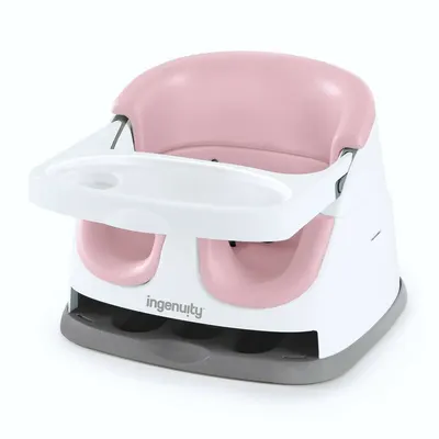 Scaun inaltator, Ingenuity, 2 in 1, Tavita pliabila, Utilizare atasat de scaun sau individual pe podea, Pana la 22 kg, Fara BPA, 6 luni+, Roz