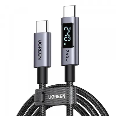 Cablu Date si Incarcare USB-C - USB-C UGREEN 65867 Display, 240W, 2m, Gri