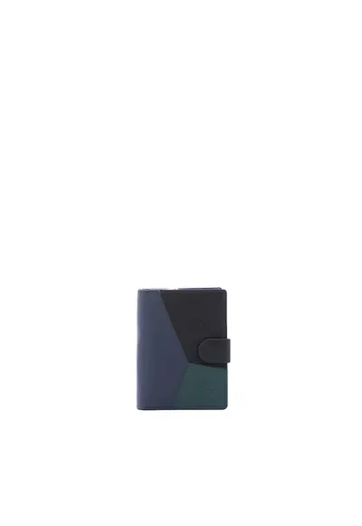 Portofel cu aplicatie patchwork - Albastru
