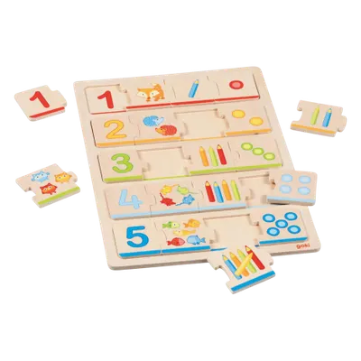 Puzzle din lemn, 20 piese, 30*21 cm, Invatam sa numaram