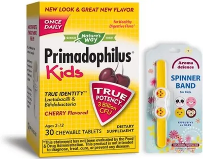 Primadophilus Kids, 30 tablete, Nature's Way + brățară repelentă cadou Aroma Defence