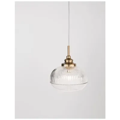 Lampa suspendata MOND Satin Auriu Metal Sticla clara LED E14 1x5W 230V IP20 Fara bec Inaltime ajustabila