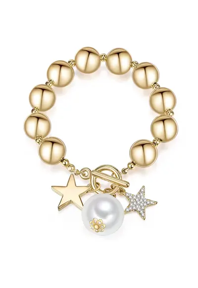 Bratara placata cu aur de 14K si decorata cu cristale - Auriu