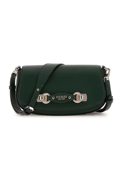 Geanta crossbody din piele ecologica cu clapa - Verde padure