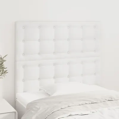 vidaXL Tăblie de pat albă 80x5x118/128 cm piele ecologică