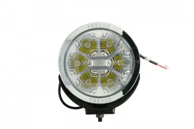 Far universal stanga dreapta (faza lunga, LED, 12 24V, 27W, diametru 180mm, adancime: 67mm, transparent, aluminiu, negru crom, lumini pozitie)