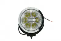 Far universal stanga dreapta (faza lunga, LED, 12 24V, 27W, diametru 180mm, adancime: 67mm, transparent, aluminiu, negru crom, lumini pozitie)