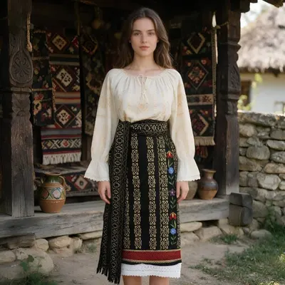 Costum popular format din catrinta , brau si ie Ramona