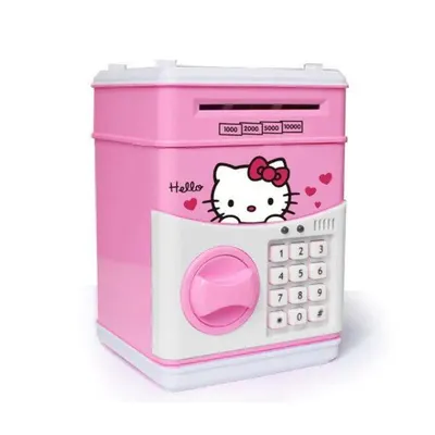 Pusculita Electronica pentru Copii Hello Kitty, Seif cu PIN si Alimentare Automata a Bancnotelor