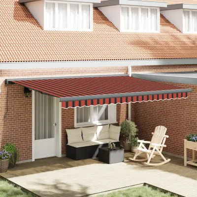 vidaXL Copertină retractabilă portocaliu/maro 4,5x3 m, textil/aluminiu