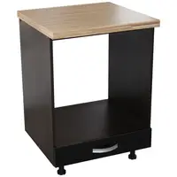 Corp pentru cuptor incorporabil cu sertar Zebra, Wenge/Negru, cu blat artar, 60 x 85 x 60 cm