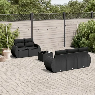 Gossi set mobilier de gradina cu perne, 6 piese, negru, poliratan