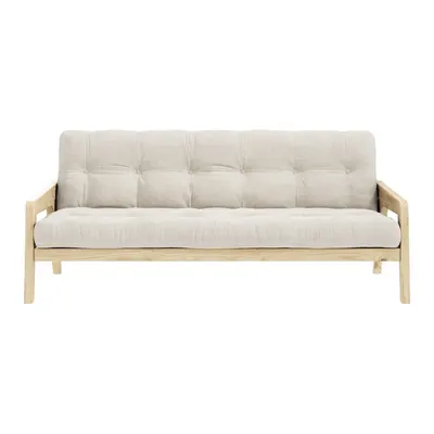 Canapea variabilă cu tapițerie din catifea reiată Karup Design Grab Raw/Natural