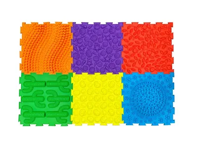 Set de 6 plăci de puzzle senzorial tactil de podea, în culori aprinse