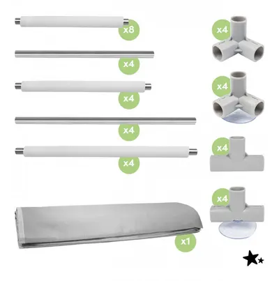 Tarc de joaca pentru copii MalPlay Kivo Grey, design modern si sigur, usa acces mare cu fermoar actionat din exterior, dimensiune 150 x 180 cm, cu buzunar din plasa