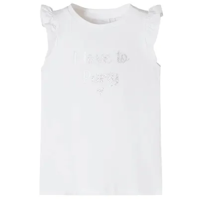 Tricou pentru copii cu mâneci cu volane, alb, 116