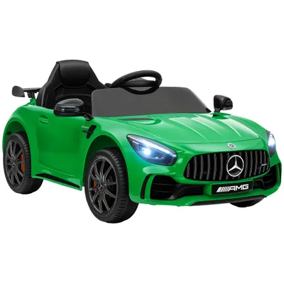 AIYAPLAY Mașină Electrică pentru Copii, Mercedes, 3-5 km/h, Telecomandă, Lumină & Muzică, Verde | Aosom Romania